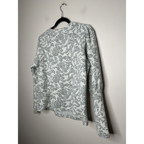 Zac & Rachel Sweatshirt Women's Gray Floral Long Sleeve Crew Neck Size Large - Picture 7 of 11